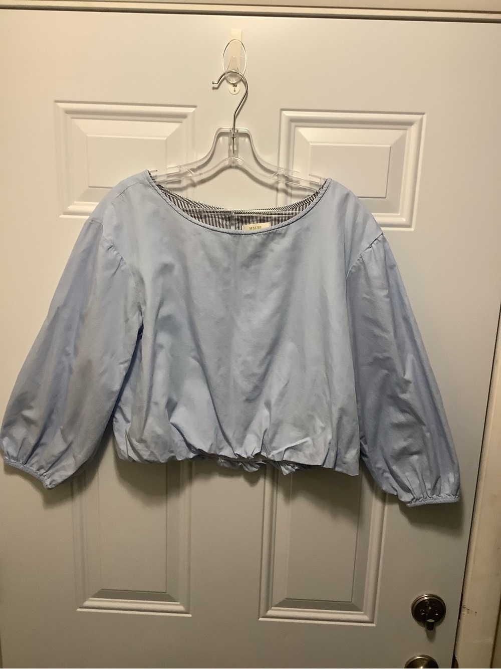 Maeve by Anthropologie Light Blue Bubble /Balloon Top Sz MP Cotton/Viscose Blend